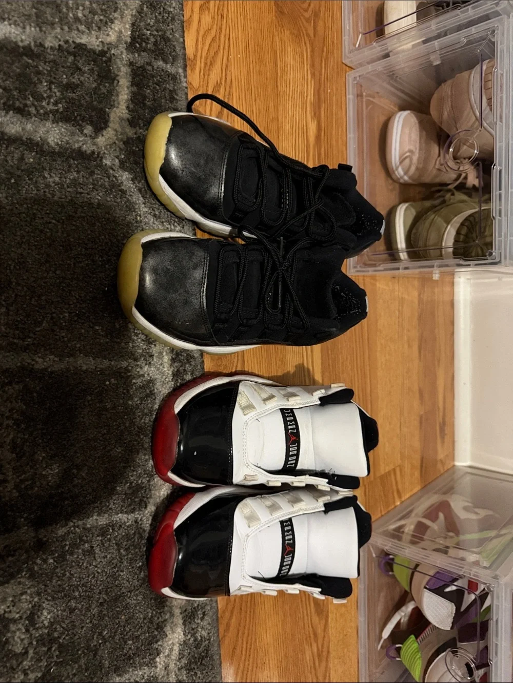 Two pair Jordan Retro 11 Low Kids' Sneakers - Black & White/Red